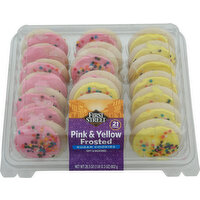 First Street Sugar Cookies, Pink & Yellow Frosted, 21 Each