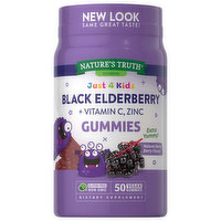 Nature's Truth Black Elderberry,+ Vitamin C, Zinc, Gummies, Natural Berry Berry Flavor, 50 Each