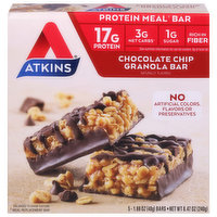 Atkins Granola Bar, Chocolate Chip, 5 Each