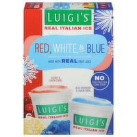 Luigi's Real Italian Ice, Red, White, & Blue, Cherry & Lemon Swirl, Blue Raspberry & Lemon Swirl, 6 Each