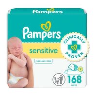 Pampers Baby Wipes Perfume Free 2X Pop-Top Packs 168 Count, 168 Each