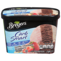 Breyers Frozen Dairy Dessert, Vanilla, Chocolate, Strawberry, 1.5 Quart