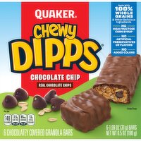 Quaker Granola Bars, Chocolate Chip, Chewy, 6 Each