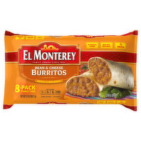 El Monterey Burritos, Bean & Cheese, 8-Pack, Family Size, 8 Each