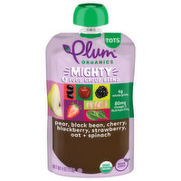 Plum Organics Mighty 4 Pear, Black Bean, Cherry, Blackberry, Strawberry, Oat + Spinach 4oz Pch, 4 Ounce