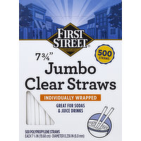 First Street Straws, Clear, Jumbo, Individually Wrapped, 7-3/4 Inch, , 500 Each