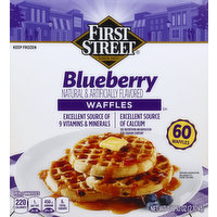 First Street Waffles, Blueberry, 60 Each