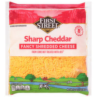 First Street Fancy Shredded Cheese, Sharp Cheddar, 32 Ounce
