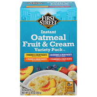 First Street Oatmeal, Instant, Fruit & Cream, Variety Pack, 10 Each