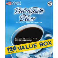 Natra Taste Blue Sweetener, Zero Calorie, Packets, Value Box, 120 Each