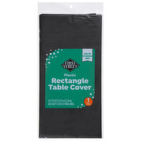 First Street Table Cover, Rectangle, Plastic, Black, 1 Each