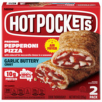 Hot Pockets Sandwiches, Pepperoni Pizza, Premium, Garlic Buttery Crust, 2 Pack, 2 Each