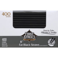 First Street Straws, Black, Fat, Unwrapped, 8 Inch, 400 Each