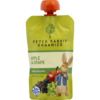 Peter Rabbit Fruit Puree, Organics, Apple & Grape, 4 Ounce