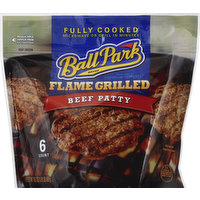 Ball Park Beef Patty, Flame Grilled, 6 Each