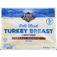 First Street Turkey, Breast & White Turkey, Honey Roasted, Family Size, 16 Ounce