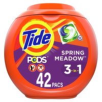 Tide PODS Liquid Laundry Detergent Pacs, Spring Meadow Scent, 42 Each