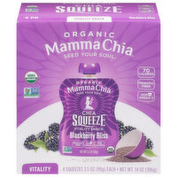 Mamma Chia Vitality Snack, Organic, Blueberry Bliss, 4 Pack, 3.5 Ounce
