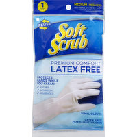 Soft Scrub Gloves, Vinyl, Latex Free, Medium, 1 Each