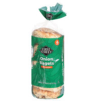 First Street Bagels, Onion, Pre-Sliced, 18 Ounce