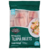 First Street Tilapia Fillets, Skinless, Farm Raised, 48 Ounce