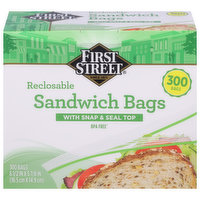 First Street Sandwich Bags, Reclosable, 300 Each