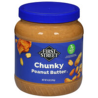 First Street Peanut Butter, Chunky, 4 Pound