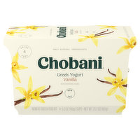 Chobani Yogurt, Nonfat, Greek, Vanilla, 4 Value Pack, 4 Each