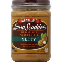 Laura Scudders Old Fashioned Peanut Butter, Nutty, 16 Ounce