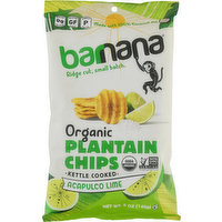 Barnana Plantain Chips, Organic, Acapulco Lime, Kettle Cooked, 5 Ounce
