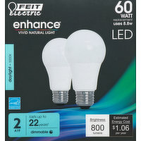 Feit Electric Light Bulbs, LED, Daylight, 8.8 Watts, 2 Each
