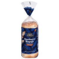 First Street Bagels, Blueberry, Pre-Sliced, 18 Ounce