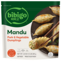 Bibigo Dumplings, Pork & Vegetable, Mandu, 24 Ounce