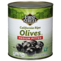 First Street Olives, Medium Pitted, California Ripe, 51 Ounce