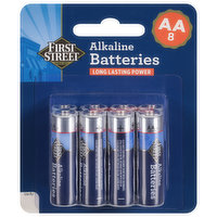 First Street Batteries, Alkaline, AA, 1.5V, 8 Pack, 8 Each