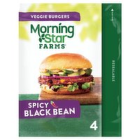 MorningStar Farms Veggie Burgers, Spicy Black Bean, 9.5 Ounce