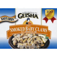 Geisha Clams, Baby, Fancy Smoked, in Cottonseed Oil, 3.75 Ounce