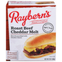 Raybern's Wrapped Sandwiches, Roast Beef Cheddar Melt, 2 Each