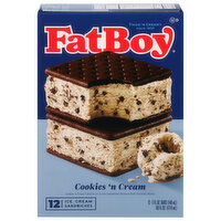 FatBoy Ice Cream Sandwiches, Cookies 'N Cream, 12 Each