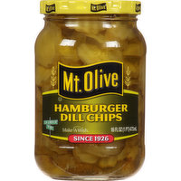 Mt Olive Pickles, Hamburger Dill Chips, 16 Ounce