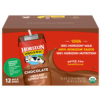 Horizon Organic Milk, Low Fat, Organic, Chocolate, 12 Each