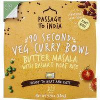 Passage to India Veg Curry Bowl, Butter Masala with Basmati Pilaf Rice, Mild, 90 Second, 9.9 Ounce