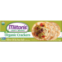 Miltons Crackers, Organic, Olive Oil & Sea Salt with Olives, 6 Ounce