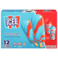 Icee Frozen Ice Pops, Red Cherry & Blue Raspberry, Swirled, 12 Each