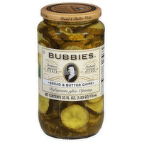 Bubbies Pickle, Bread & Butter Chips, Snacking, 33 Ounce