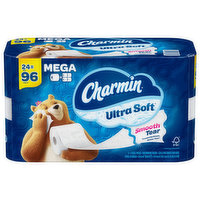 Charmin Bathroom Tissue, Smooth Tear, Mega, 2-Ply, 24 Each