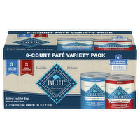 Blue Buffalo Food for Dogs, Natural, Chicken Dinner/Beef Dinner, Pate, Variety Pack, 6 Each