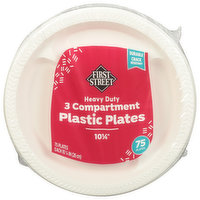 First Street Plastic Plates, 3 Compartments, Heavy Duty, 10.25 Inch, 75 Each