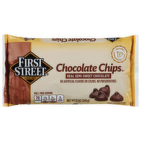 First Street Chocolate Chips, Real Semi-Sweet Chocolate, 12 Ounce