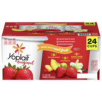 Yoplait Yogurt, Low Fat, Harvest Peach/Strawberry/French Vanilla, 24 Each